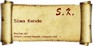 Sima Kende névjegykártya